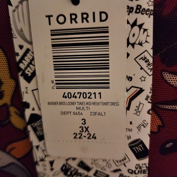3X 22W 24W Torrid Pink Looney Tunes Bugs Bunny Mini Mesh T Shirt Dress, slip dre - Picture 9 of 10